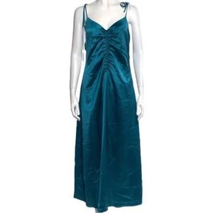 Jason Wu Teal Satin V Neck Dress